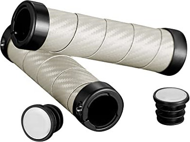 22mm Universal Fahrrad Handgriff, Asudaro 1 Paar Fahrradgriffe MTB-Griffe Double Lockout Eva Wrap Fahrradgriffe Lenkerendkappen Fahrradgarn rutschfeste Griffe für MTB Mountain Road Bikes,Weiß