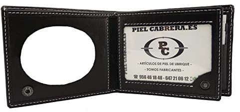 Cartera Porta Placa con Monedero para Guardia Civil, Policía Local, Protección Civil, Seguridad Privada, Cruz Roja. Mod. HONORES (Negro)