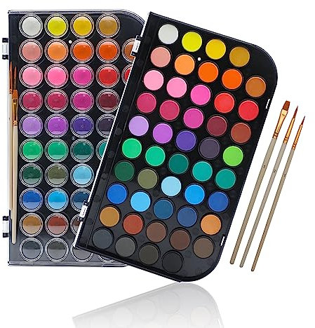 Artecho Set di Pittura ad Acquerello, 48 Graziosi Colori, Set Per Torte ad Acquerello con Pennellino ad Acqua e Pennello Classico, Idea per Principianti e Professionisti