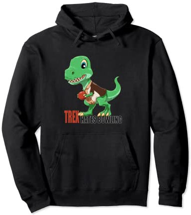 Bowling Dino Strikes Again - Cute Bowling T-Rex Pullover Hoodie