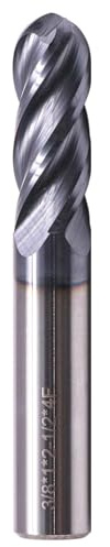 Ball Nose Solid Carbide End Mill - AlTiN Coated, Variable Helix, 4 Flute, Variable Geometry, 3/8 Cutting Diameter, 3/8 Shank Diameter, 1 Length of Cut, 2-1/2 Overall Length