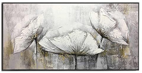 Acrylbilder, Moderne Abstrakte Graue Textur Iris Blume Minimalistisches Kunstwerk Rahmenlose Handölgemälde Auf Leinwand Wandkunst Für Wohnzimmer Schlafzimmer Büro Wohnkultur,90X180Cm(35.4X70.8I