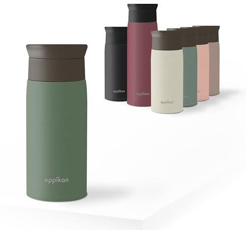 eppikan EppiToGo Termo de Acero Inoxidable, taza aislada, Travel Mug, Coffee-to-go, Taza para Coche, 350 ml, 500 ml, taza de viaje, antigoteo con Apertura de 360º higiénica (Xanadu, 350 ml)