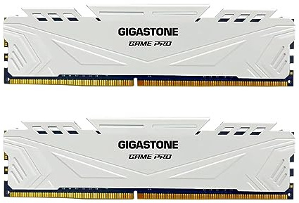 【DDR4 RAM】GIGASTONE Game PRO 16GB Kit (2x8GB) DDR4 3200MHz PC4-25600 CL 16-18-18-40 Intel XMP 2.0 AMD Ryzen 1.35V UDIMM 288 Pin Unbuffered Non ECC High Performance Gaming Desktop Memory - White