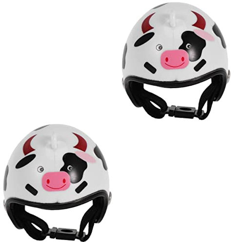 POPETPOP 2stücke Hühnerhelm Für Haustiere Verstellbarer Schutzhelm Für Hühner Und Vögel Lustiges Und Sicheres Tierzubehör Für Sonne Und Regen Kreative Tierbedarf Kuh-Design