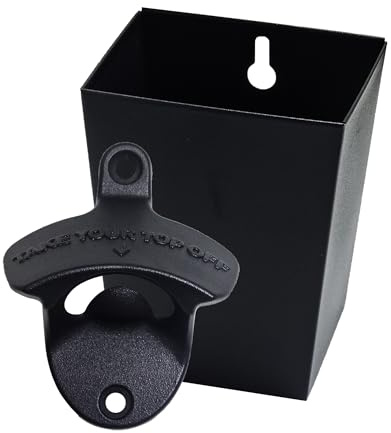 Jumiok Black Take Your Top Off Bottle Opener Wall Mounted Beer Bottle Opener with Cap Catcher Gifts