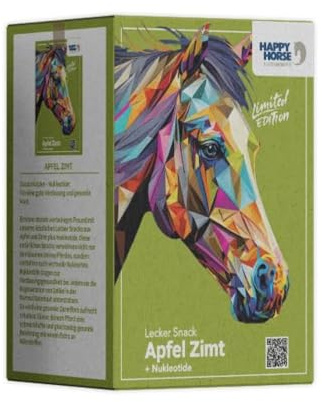 HAPPY HORSE Lecker Snack Apfel Zimt | 800g | Pferdeleckerlis mit Nukleotiden für eine gesunde Verdauung | Natürliche Belohnung mit Apfel & Zimt | Pferde Leckerlies mit Ballaststoffen & Kräutern