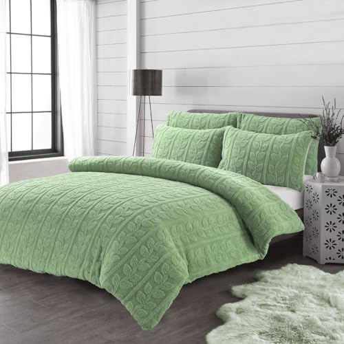 LSU Teddy Fleece Duvet Cover Leaf Super Soft Warm Bedding Set Single Double King Quilt Cover