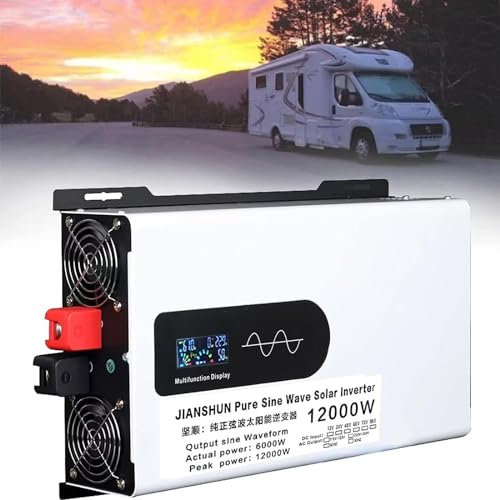 5000W 6000W 8000W 10000W 12000W Reiner Sinus Wechselrichter 12V 24V 48V 60V 72V auf 220V 230V Spannungswandler Umwandler Inverter Konverter mit LED-Anzeige Steckdosen für Wohnmobil (Color : 12000W,