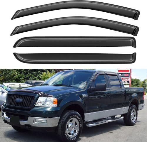 Cxdar Window Visors Rain Guards for 2004 2005 2006 2007 2008 Ford F150 SuperCrew, Window Vent Wind Shades Deflectors for 06 07 08 Lincoln Mark LT