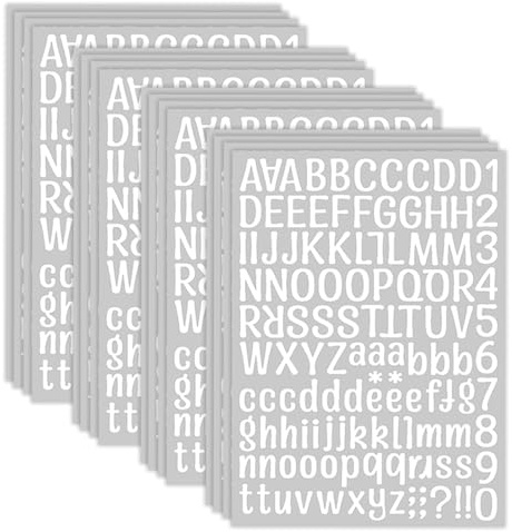 16 Blatt Buchstaben Aufkleber, 2016 Stück Sticker Buchstaben Selbstklebende Zahl Vinyl Aufkleber,für Briefkasten Zahlen Etiketten DIY Kunst Making, Aufkleber für Zeichen,Notizbuch(Weiß)