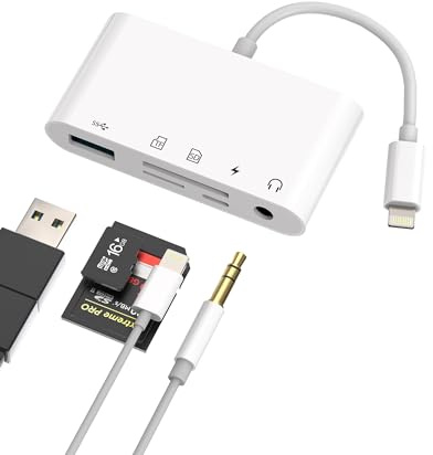 Adaptateur Lightning vers Jack 3,5 mm Lecteur de Carte SD TF USB OTG Chargeur pour Apple pour iPhone pour iPad Caméra Micro SD Mémoire Clé USB Souris Clavier Dongle Câble Audio AUX Chargeur Splitter