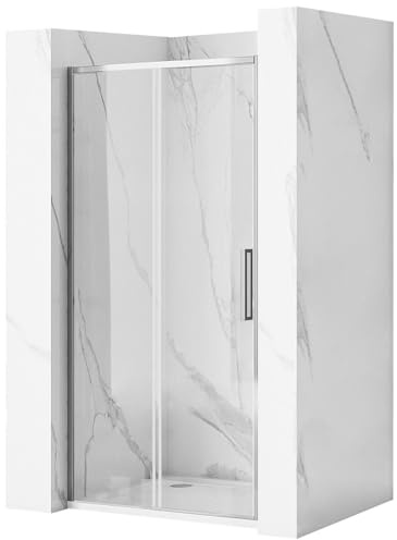Rea RAPID SLIDE 120 CHROM DUSCHSCHIEBETÜR Klares gehärtetes Sicherheitsglas 6 mm (Chrom)