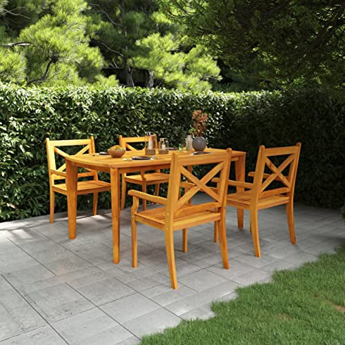Festnight Sitzgruppe Garten Holz Essgruppe 4 Personen Gartenmöbel Set mit 4 Gartenstuhl Gartenmöbel Essgruppe Gartengarnitur Holz Sitzgarnitur Gartentisch Balkonmöbel Set Balkongarnitur