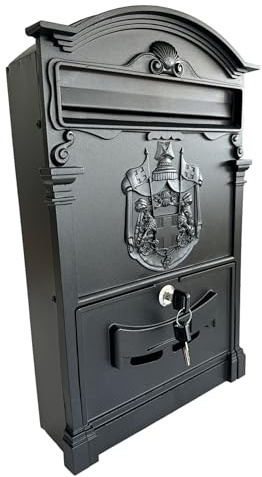 eacommerce - Cassetta Postale Elegante in Alluminio Verniciato | Portariviste Porta Volantini | 255x88x405H mm | Adatta per Esterno, Colore Nero