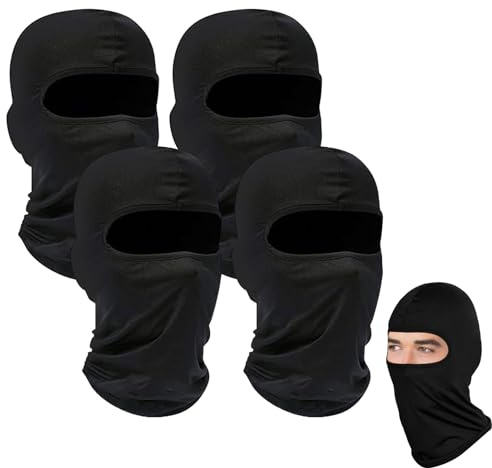 Zovator Balaclava Ski Face Mask,4 PCS Balaclava Face Mask for Men Purpose Balaclavas Breathable Lightweight Ski Full Face Cover Baliclava Motorbike Face Masks UV Protector Scarf for Men/Women Black