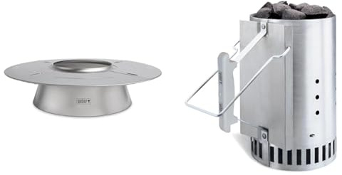 Weber 7666 Charcoal Heat Controller, Silver & Cheminée d'Allumage Rapidfire pour Barbecue, 20cm - en Aluminium, Deux Poignées Sécurisées