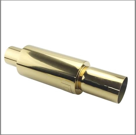 Auspuffrohr Universelle Auto-Auspuffrohr-Schalldämpfer, Heck-Racing-Schalldämpfer, 2 2,5 Bis 3 Blau-Silberne Edelstahl-Auspuffanlagen Auspuff Endrohr(Golden 63MM)
