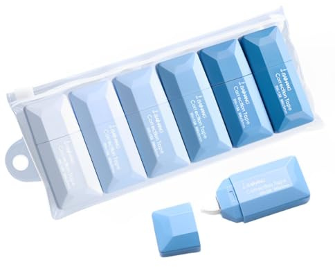 DLPRK Nastro correttore Biadesivo 6 Rotoli, Aspetto Semplice Blu Nastro di correzione, Rullo di Nastro Adesivo Trasparente, per Il Fai da Te, la creazione di Biglietti