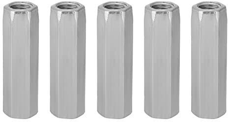 Baxnore 5PCS Lange Stangenmutter, Kohlenstoffstahl-Sechskant-Langstahlmutter, Kupplungs-Sechskantmutter, Sechskantgewindemutter, Lange Stangen-Kupplungs-Sechskantmutter (M10*50)