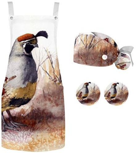 lcndlsoe Set di grembiule da cuoco con cappello, attrezzatura da sci e montagna in cappello da chef da neve e grembiule da cucina grembiule regolabile per adulti con badge a 2 bottoni per cucinare,