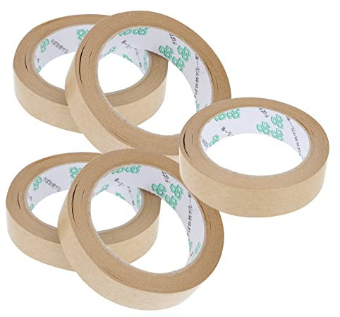 SHOWERORO Rubans Adhésifs En Papier Kraft Gommé 18mm x 30m Lot De 5 Pièces Adhésif Puissant Emballage, Expédition Et Bricolage