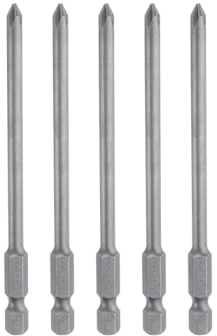 QUARKZMAN 5pcs Embout de tournevis cruciforme Phillips #1 PH1 Tige hexagonale 1/4 4 (100mm) Long en acier S2 magnétique de qualité industrielle pour visseuse électrique 0,177 (4,5mm) Tige