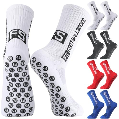 Utensilsto 4 pares de calcetines de fútbol para niños, antideslizantes, calcetines de fútbol, calcetines deportivos antideslizantes para fútbol, baloncesto, correr, rugby, tenis, 35-39