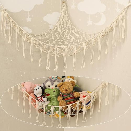 Teddy Hammock, Toy Storage for Stuffed Animals, Kids Bedroom Accessories, Preppy Room Decor, Nursery Decor, Soft Toy Storage Net, White