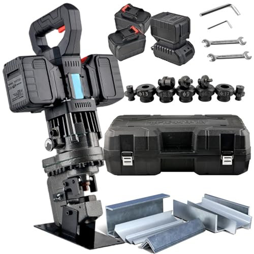 vnmudzeo Chargeable Hydraulic Hole Punching Machine 1500 W,with 5 Dies(Φ6.5-20.5 mm) and Wrench,Cordless Electric Metal Hole Drilling Sets Handheld