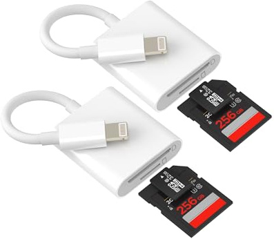 SD Card Reader Lightning (2er Pack) für iPhone 14 13 12 11 Pro Max Adapter Micro SD Speicher Kartenleser MFI Zertifikat für Apple Digitalkamera TF Speicher Adapter Kabel Leitor Adapter