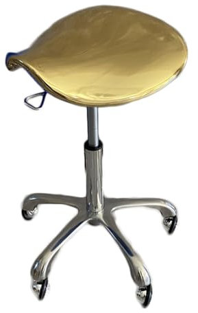 Sattelstuhl,Sattelhocker Mit Spiegel Und Leisen Rädern,Ergonomischer Rollhocker,Starke Tragfähigkeit for Zuhause,Badezimmer,Büro,Salon,Geschäft(Gold)