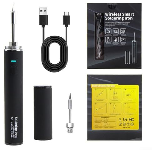 Lecreatekit Rechargeable Cordless Soldering Iron, Cordless Electric Portable Kit Welding Adjustable Temperature Iron Pen For Repairing(color box)