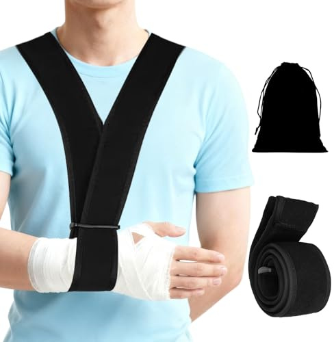 Grosion Shoulder Sling,Adjustable Sling for Arm Support,Arm Sling for Elbow Injury,Arm Sling for Shoulder Injury,Arm Strap for Wrist Wound With Storage Bag