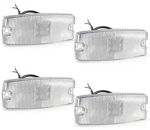 Yuanjoy 4x Weiße LED Seitenleuchten Set – 12V/24V, ECE R7/R148 Zertifiziert, IP67 Wasserdicht – für Vordere Positions- und Umrissmarkierung an Anhängern, LKW, Wohnwagen, Transportern
