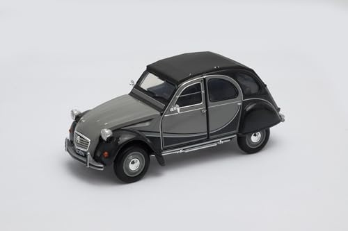 OPO 10 Voiture Miniature Welly à l'échelle 1/24, Compatible avec Citroen 2cv 6 Charleston Bicolore Grise et Noire - 24009-Gris