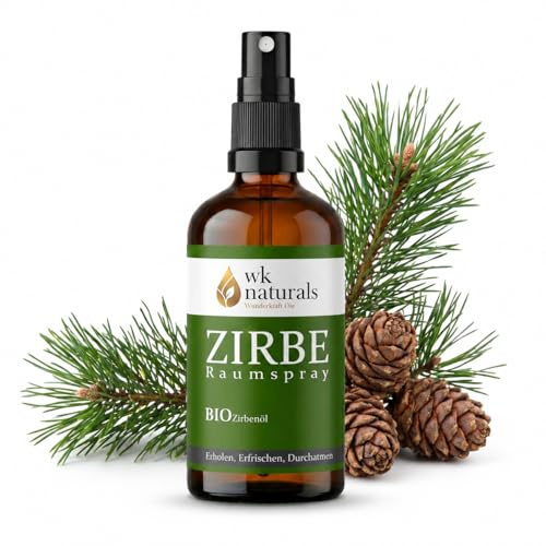 Spray per ambienti di cembro biologico, 100 ml, spray per cuscini con profumo di cembino/freschezza alpina con olio naturale di cembro biologico/come profumo per ambienti/spray di cembro n. 1 in legno