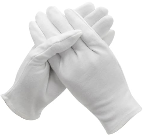 SOPOTUTU White Cotton Work Gloves 6 Pairs Protective Safety Gloves Heavyweight 100% Pure Cotton Medium Size for Industrial Labor Salon Gardening Use