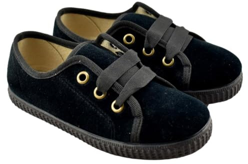 BATILAS - Zapato de Terciopelo con Cierre de Cordones 458693 Terciopelo NIÑOS Color: Negro Talla: 24