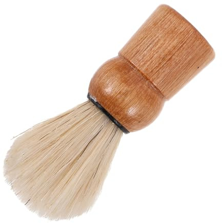 MOLUCKFU Retro Rasierschaumpinsel mit Holzgriff und Borste Leichter Kompakter Gesichtshaarrasierpinsel für Bartpflege zu Hause und Grooming