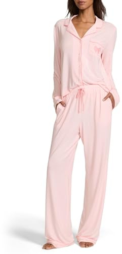 Victoria's Secret Modal Pajama Set, Long Sleeve Shirt and Pants, Pajamas for Women, Angel Pink, XL