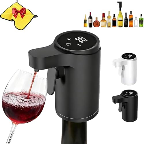Liquor Dispenser,Smart Dispenser, 5-in-1 Electric Wine Decanter with Aerator, Enhance The Flavor of Every Drink, Suitable for Most Wine Bottles (Black)