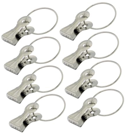 Sosoport 20 Piezas Anillos de Cortina de Acero Inoxidable Gruesos con Clip Práctico para Barras Romanas Uso Doméstico Resistentes y Fáciles de Instalar Color Plata