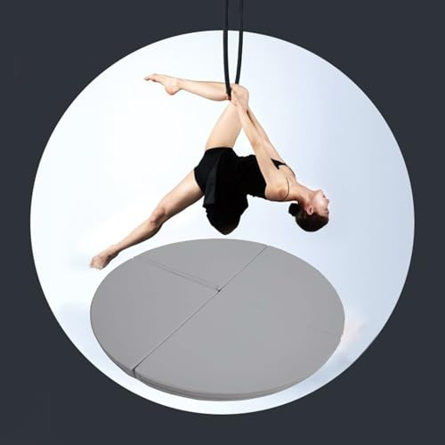 Sicherheitsmatte für Lyra-Hoop-Reifen aus Metall, verdickte Sicherheitsmatte für Aerial Yoga/Pole Dance, faltbare Fitnessmatte für Erwachsene und Kinder (Schwarz, 150 cm x 5 cm (59 x 2)) (Grau,