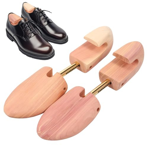 Toaboa 1 paio di tenditori per scarpe da donna e da uomo, in legno di pino, doppia molla telescopica, deumidificazione, tipologia divisa, per casa, ufficio, l, 1
