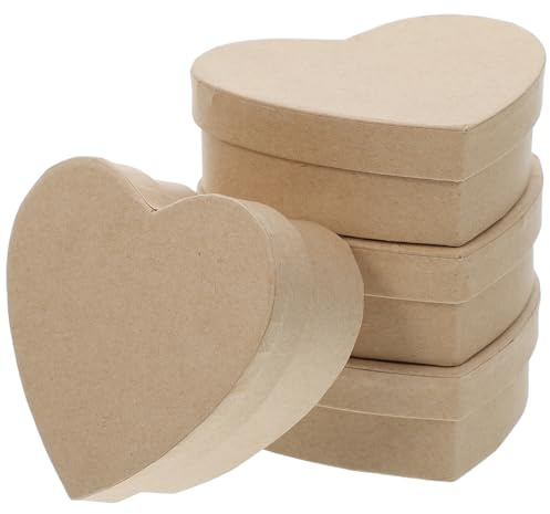 NIYANGLE Papierboxen in Braun aus Kraftpapier 4 Stück Herzförmige mit Deckel Geräumige Geschenkboxen für Selbstgemacht Aufbewahrung und Kreative Hochzeit Dekoration