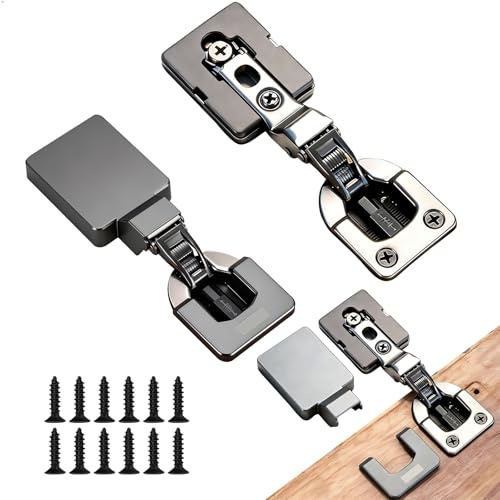 Cerniere per Ante Cucina, Cerniera per Mobili, Cerniera Semi-Coprente, Cerniere per Legno, Cardine con Chiusura Morbida pour Mobili da Cucina, Armadi, Librerie, 2 Pezzi, Grigio
