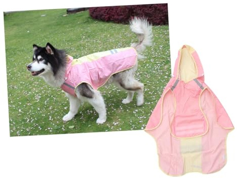 ORFOFE Medium and Large Dog Raincoat Waterproof Cloak with Reflective Strips, Color Block Pet Mantle for Outdoor Weather Protection, Suitable for Huskies and Pugs