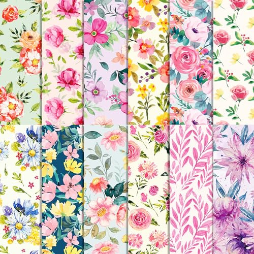 24 Blatt Muttertag Scrapbook Papier Blumenmuster,12-Typen Doppelseitige Dekorpapier Scrapbook Craft Paper für Muttertag Journal Scrapbooking DIY Fotoalbum Dekorpapier,30x30cm