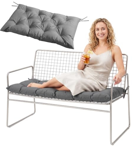 Bankauflage Stuhlkissen für Outdoor & Indoor, Dunkelgrau Sitzkissen für Gartenbank, Gartenbankauflage Bankkissen Polster Auflage, Bankpolster Auflage für Sitzbank & Hollywoodschaukel (120x50x10cm)